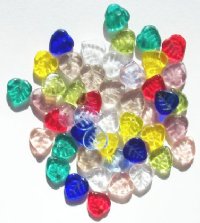 50 9mm Transparent Multi Mix Leaf Beads